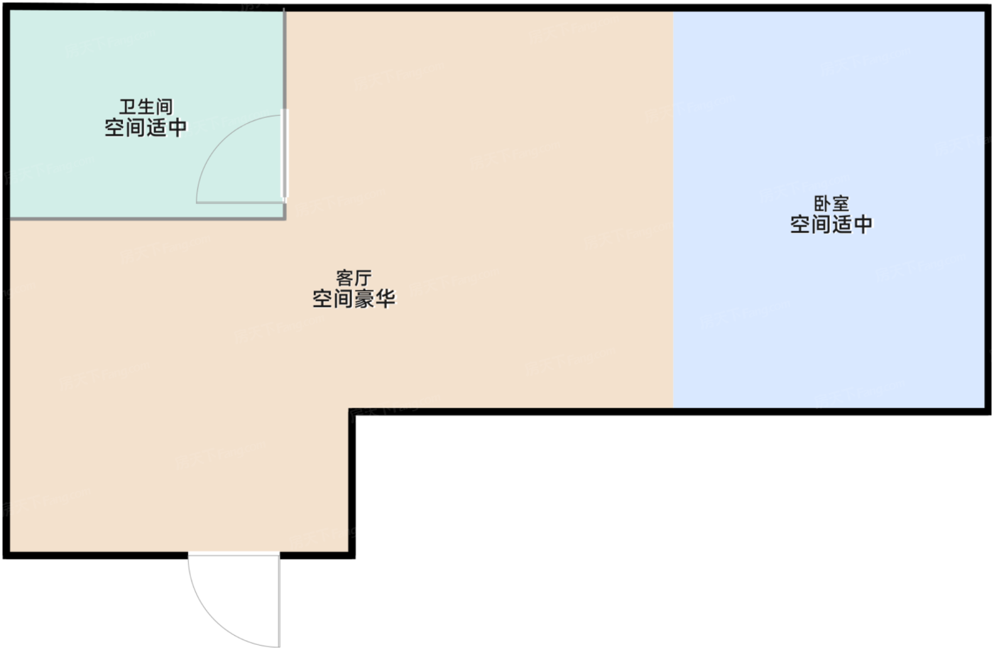 17#酒店式公寓标准层D户型1室1厅1卫48㎡