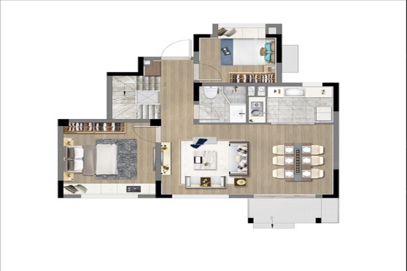 150㎡下叠五房两厅三卫