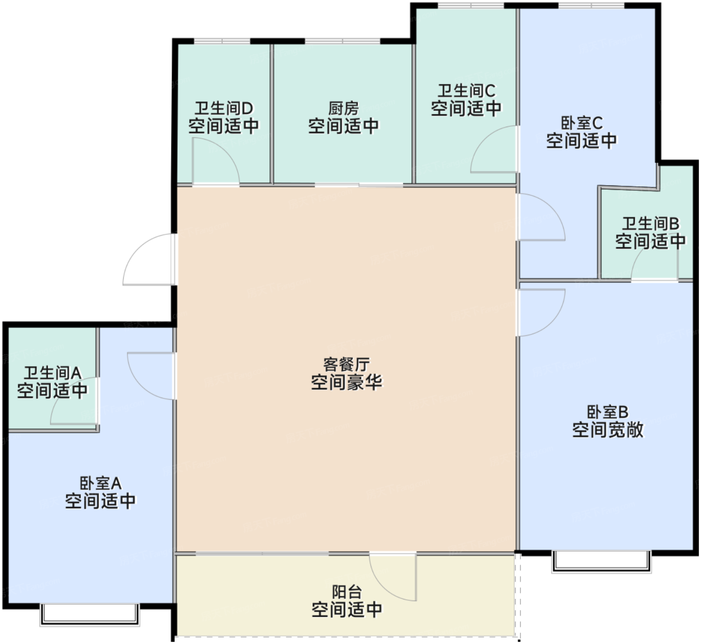 C户型136㎡三室两厅四卫