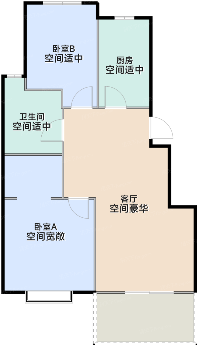 A户型85㎡两室两厅一卫