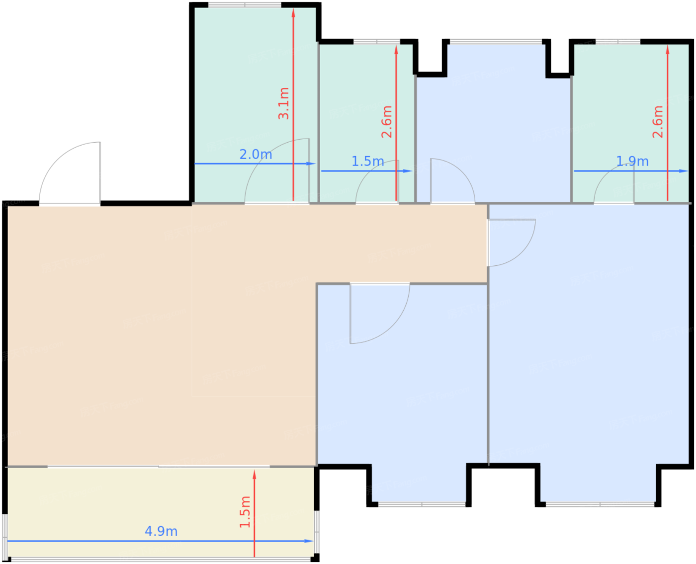 B户型建筑约95-99㎡