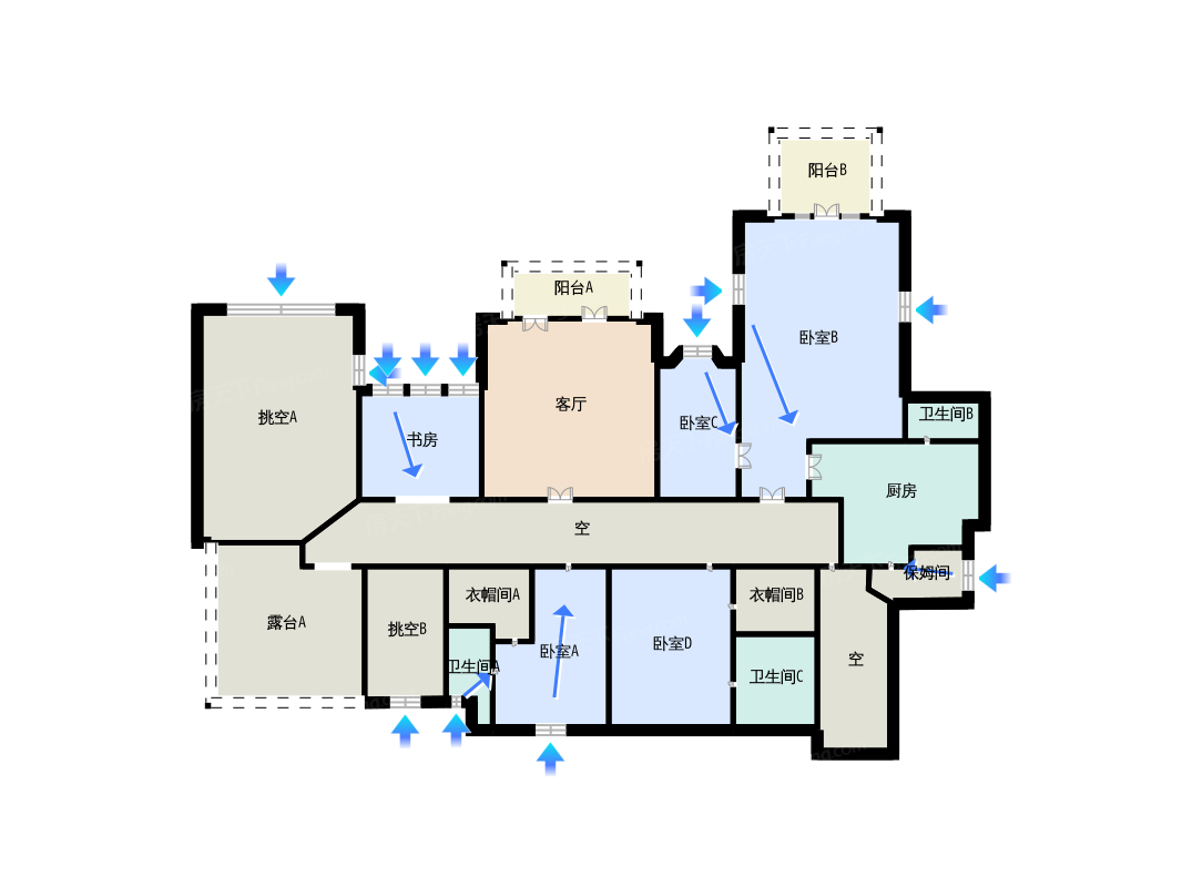 A2-1户型二层平面图