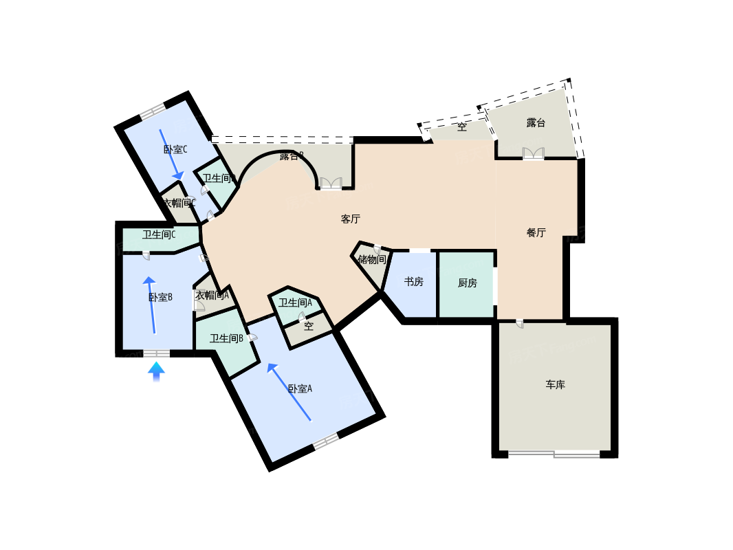 C3-1、2户型一层平面图