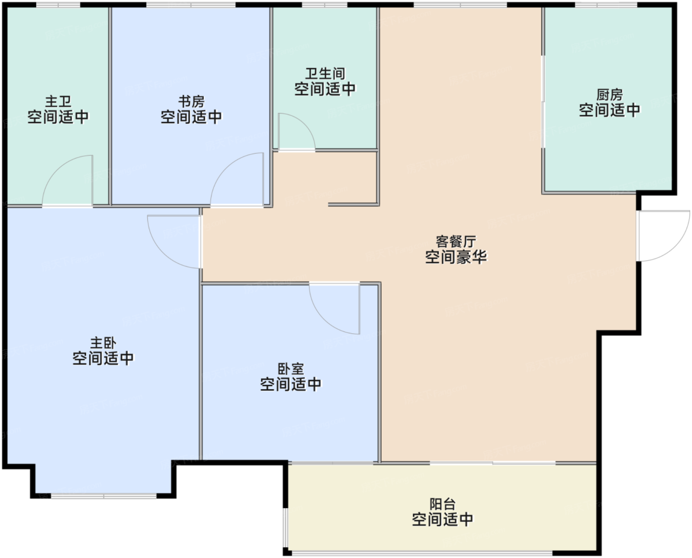 95㎡三室两厅两卫A户型