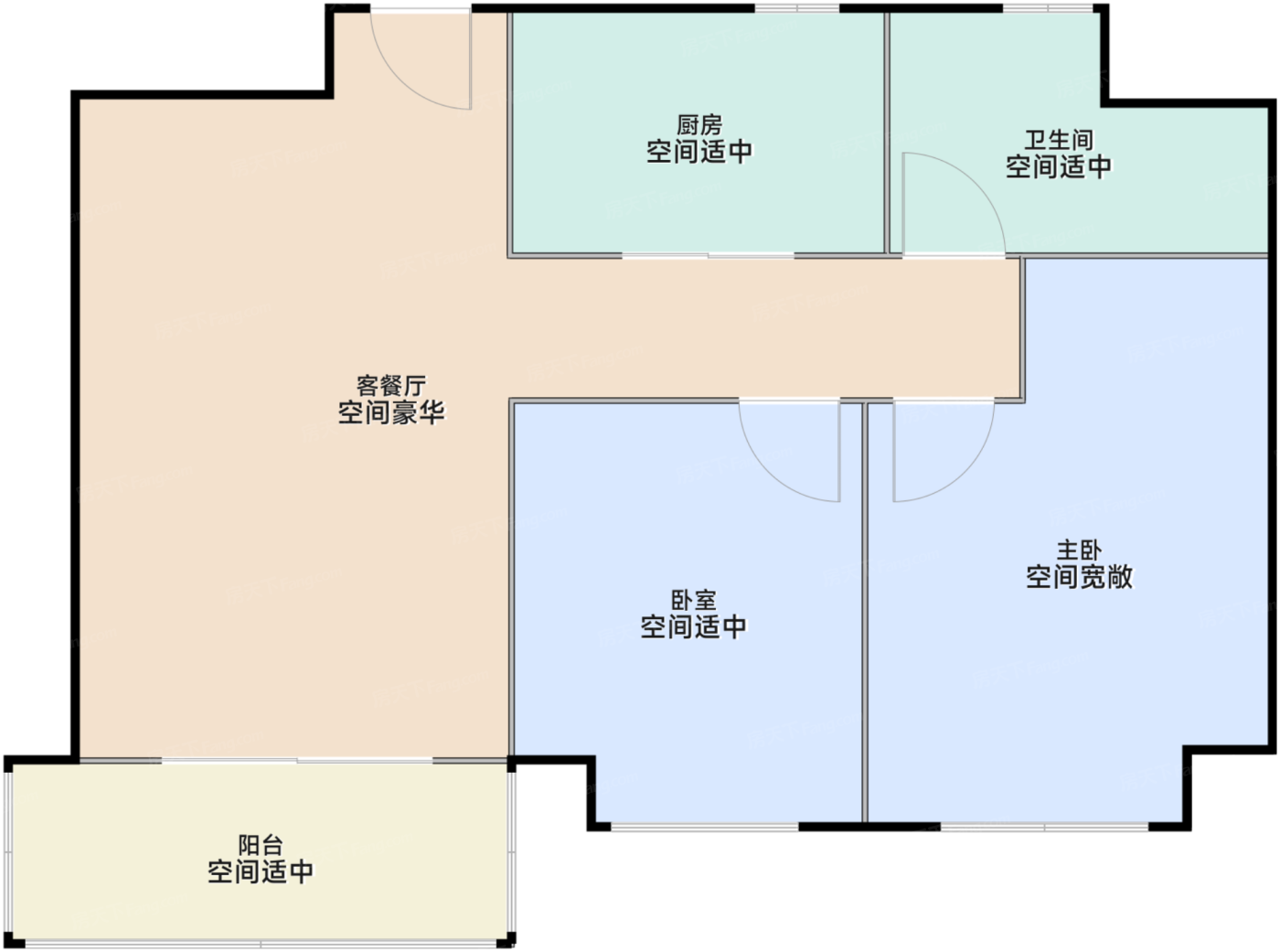 75㎡两室两厅一卫B户型