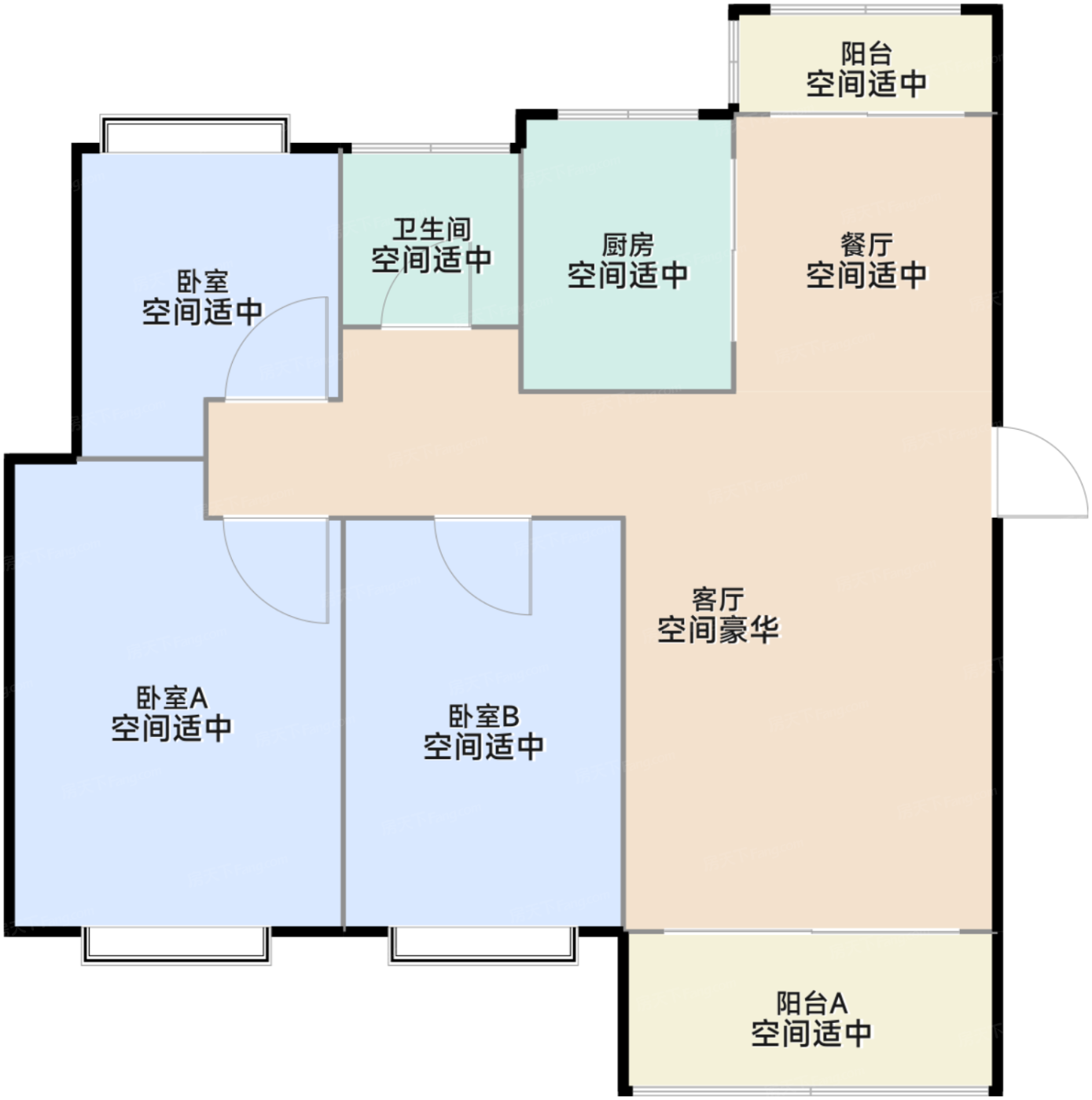 B1户型 94.17㎡ 3房2厅1卫
