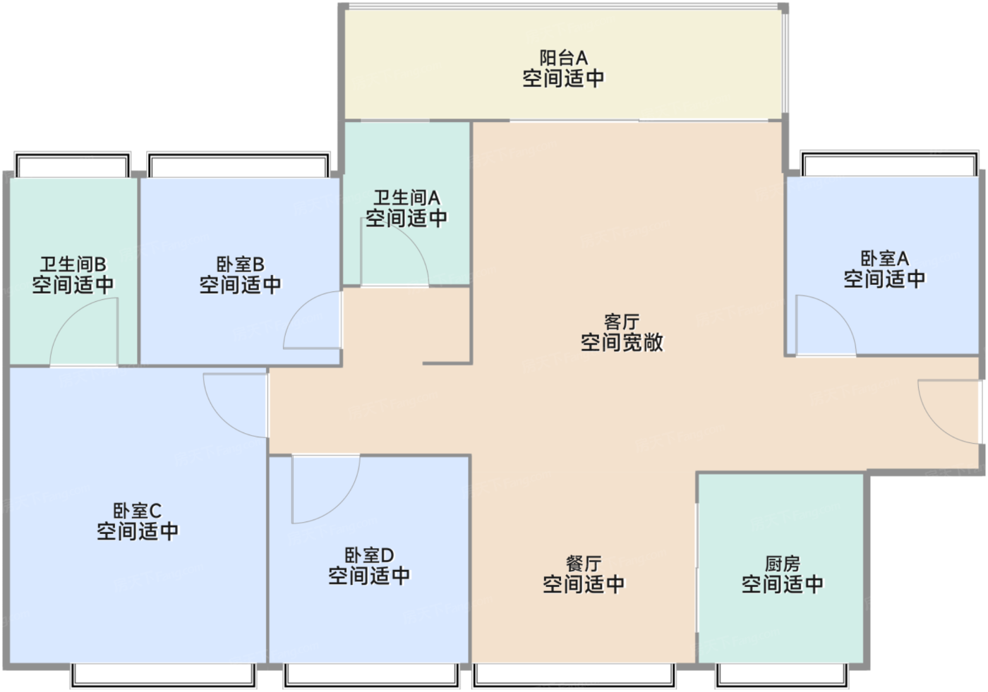 C1户型118㎡（四房两厅两卫）