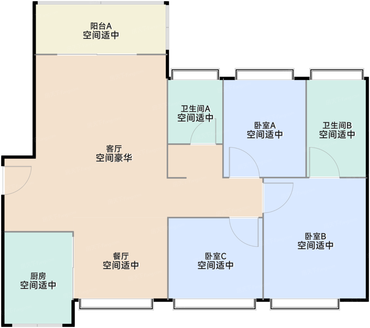 D户型94-96㎡（三房两厅两卫）