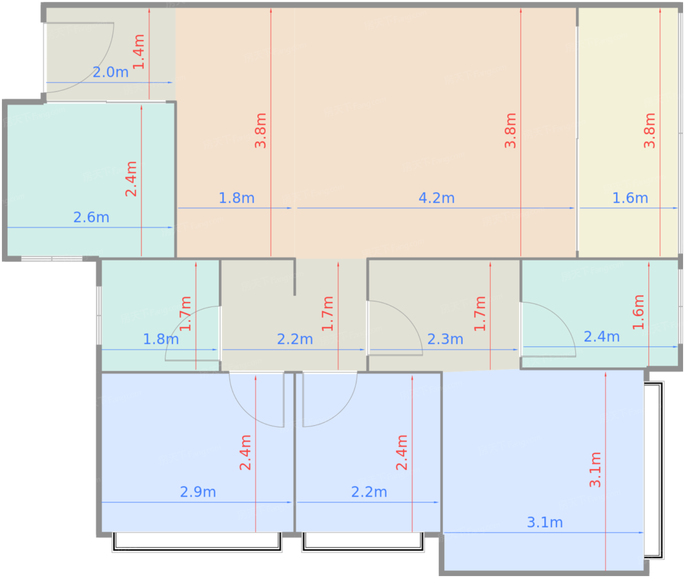 D1户型94-96㎡（三房两厅两卫）