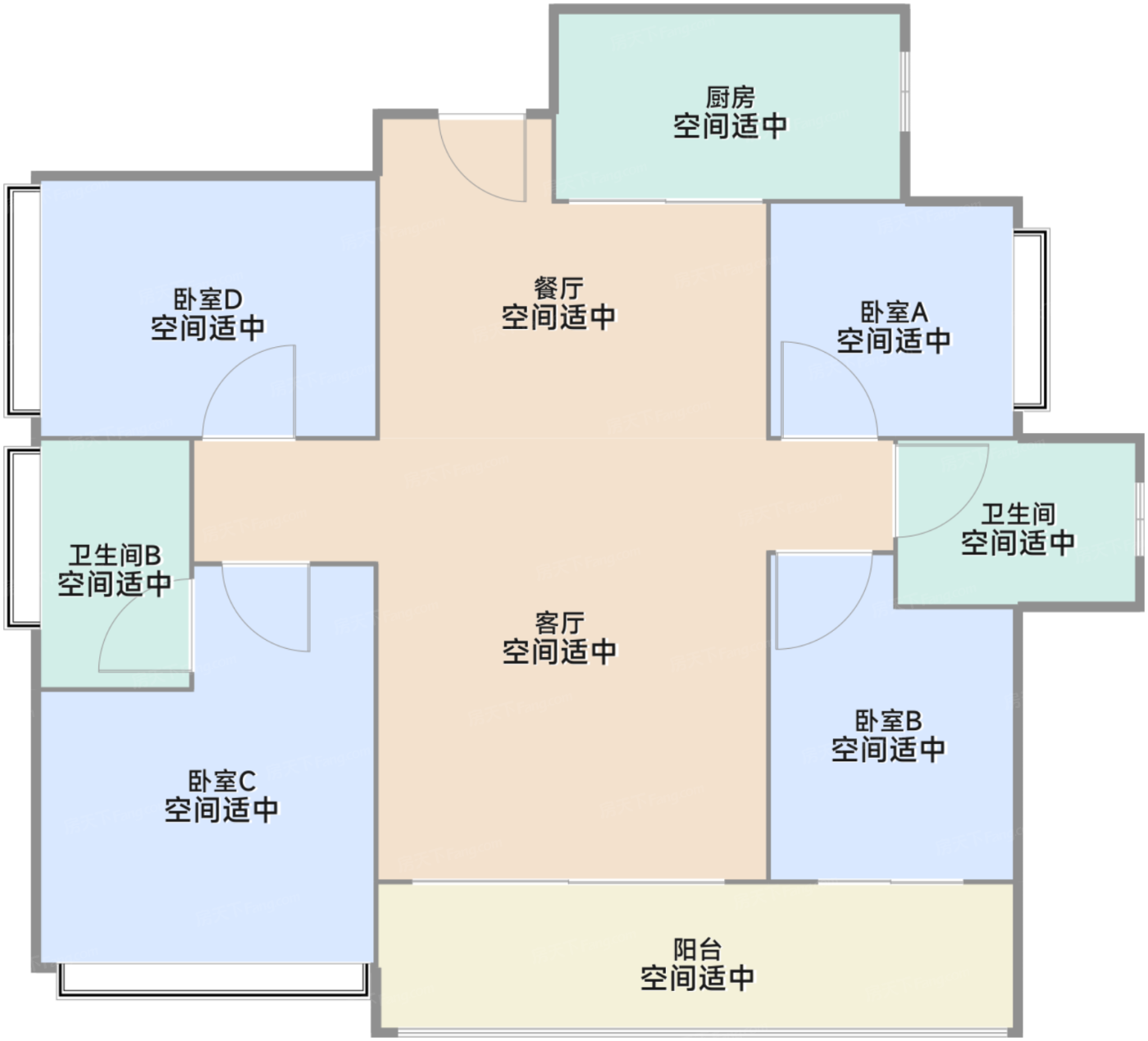 C3户型117㎡（四房两厅两卫）